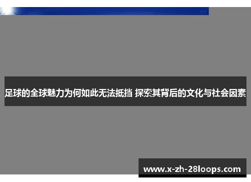足球的全球魅力为何如此无法抵挡 探索其背后的文化与社会因素